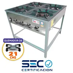 COUSIÑO - Anafe Industrial a gas de 4 platos de 18 cm