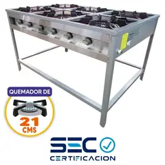 COUSIÑO - Anafe Industrial a gas de 6 platos de 21 cm