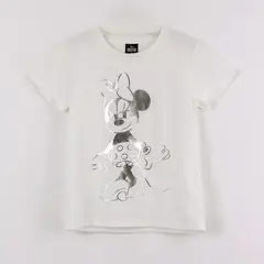 DISNEY - Polera Manga Corta Niña Minnie Tonal Blanco