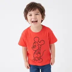 DISNEY - Polera Manga Corta Niño Mickey Outline Rojo