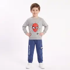 MARVEL - Conjunto Buzo Niño Spiderman Cara Gris