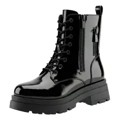 LOOK SHOP - Bota Mujer Charol Plataforma Negra Urbana Cierre Lateral 5313-1A