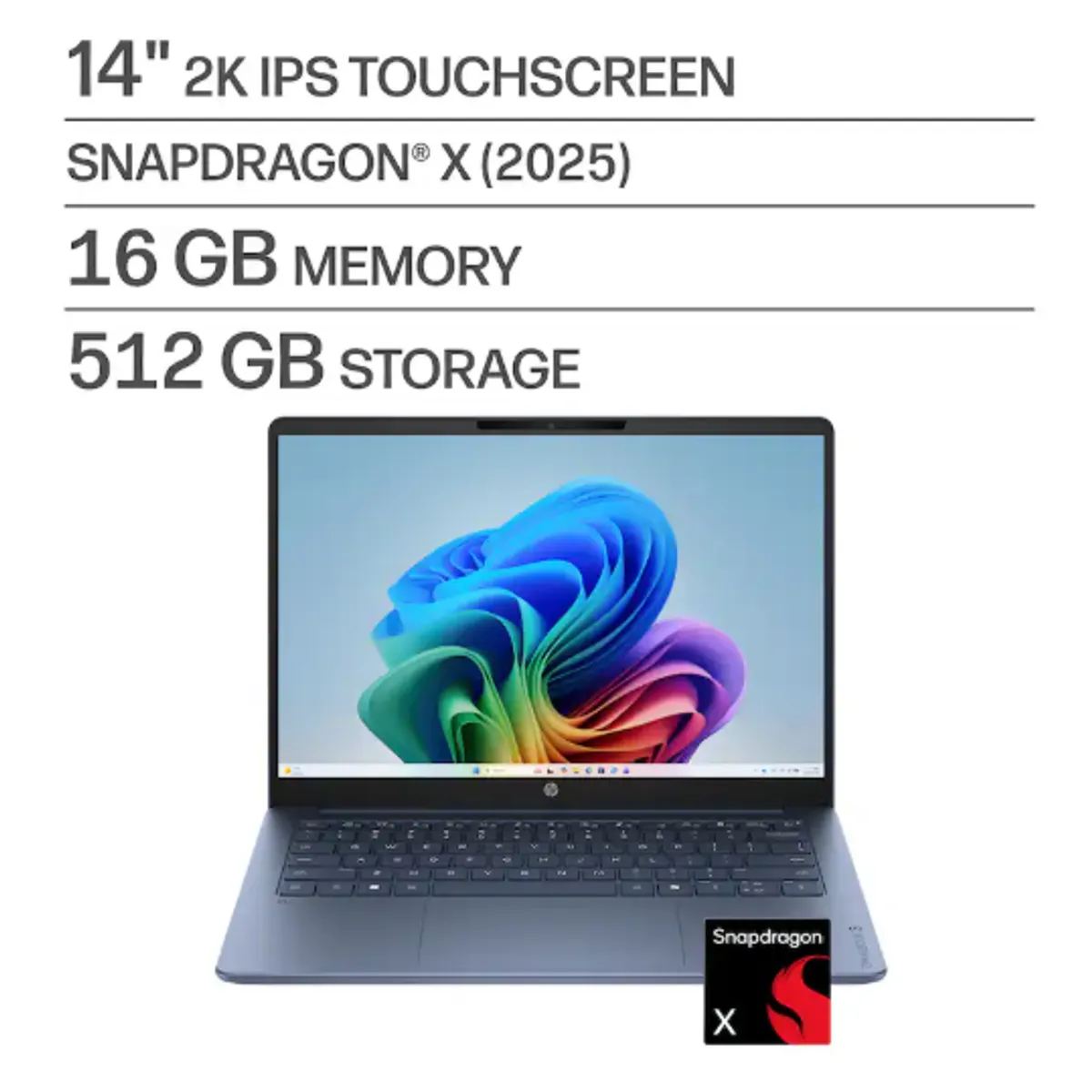 HP - Notebook HP OmniBook 3 14" 2K  Touchscreen Copilot PC Snapdragon X X1-26-100 16GB 512GB SSD WIN 11