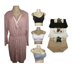 MEDIA LUNA - Kit maternal para lactancia sostenes calzones bata y camisola