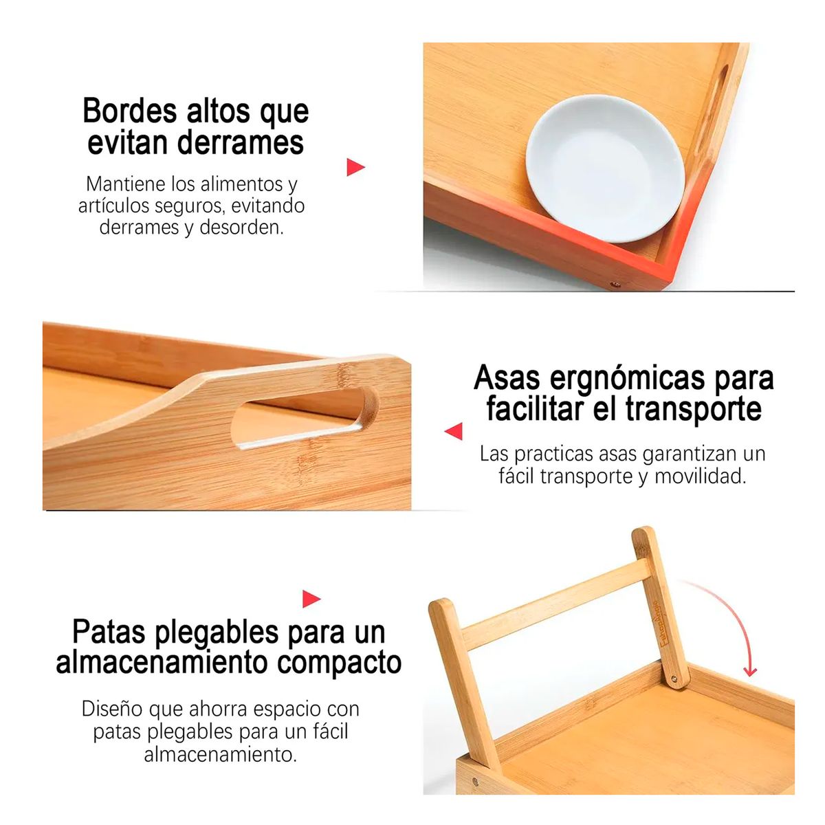 OFERTABKN - Bandeja Mesa Plegable De Bambu Para Cama Desayuno Notebook