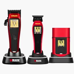 WMARK - Barber Combo Clipper Trimmer Y Shaver 10000RPM Rojo