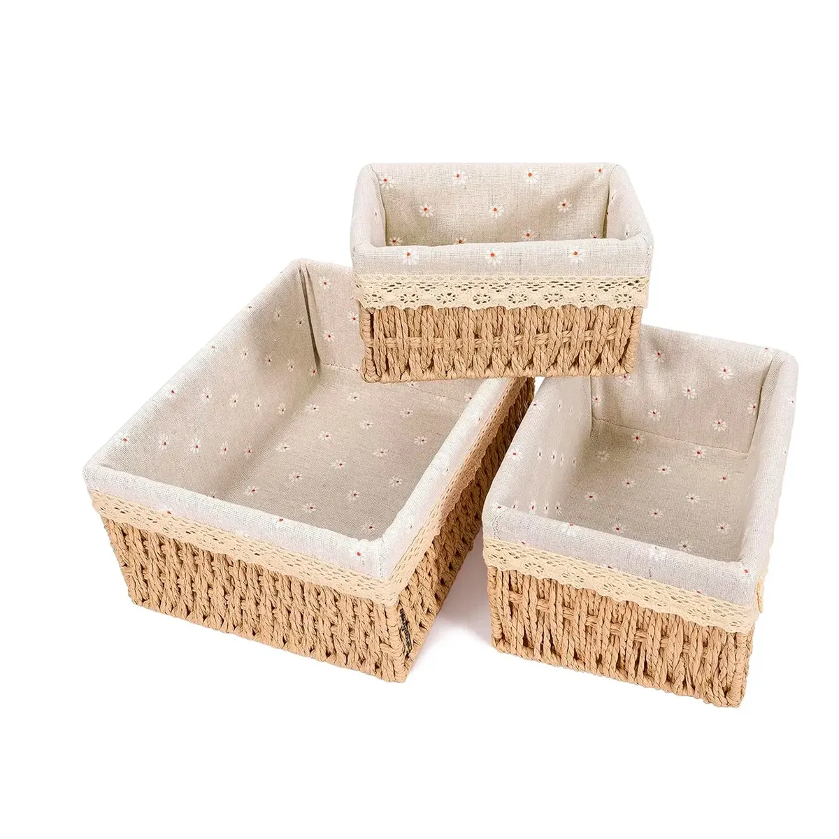 OFERTABKN - 3 Cestas Canasta De Almacenamiento Organizador De Mimbre