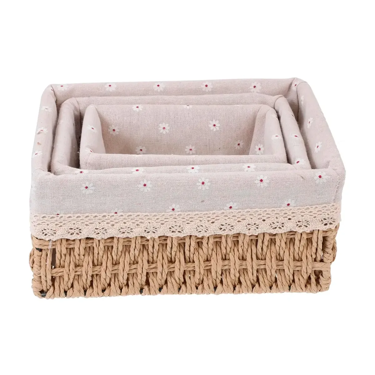 OFERTABKN - 3 Cestas Canasta De Almacenamiento Organizador De Mimbre