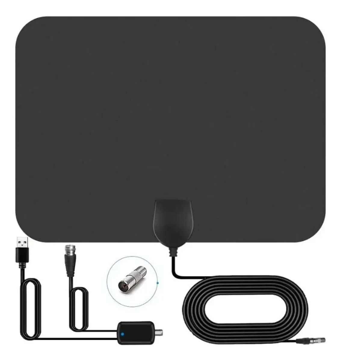 GENERICO - Antena Tv Digital Hd Abierta Interior + Amplificador Negro