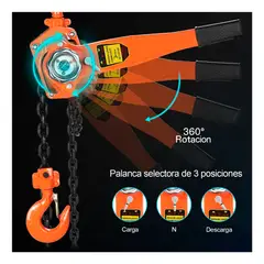 OFERTABKN - Tecle Polipasto Manual Con Cadena 2 Toneladas X3 Metros