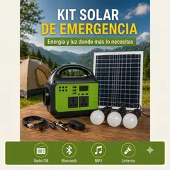 MOVI - Kit Solar de Emergencia 150W, con panel solar, Radio y Mucho Más.