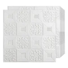 GENERICO - Pack 10 Laminas 3d Autoadhesivo Diamante Blanco 70x70 Muro BELUG