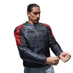 WINDESIGN - Chaqueta Moto Cuero Protección CE Nivel 2