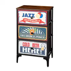 GENERICO - Velador Cajonera Vintage Retro 3 Cajones Diseño Metálico Mate BELUG