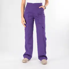 PAOLA TALA - Pantalón Clínico Cargo Área Médica Mujer Media Cintura Elasticada - Modelo Carla