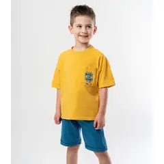 BLACK AND BLUE - Conjunto niño basico mostaza