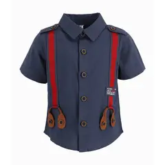 BLACK AND BLUE - Camisa Bebé Con Suspensores Azul Marino