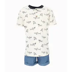 4KIDS - Conjunto niño con tiburones crudo 4 Kids