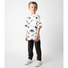 BLACK AND BLUE - Conjunto niño con dinosaurios crudo