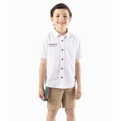 BLACK AND BLUE - Bermuda Niño Cuadriculada Con Suspensores Beige