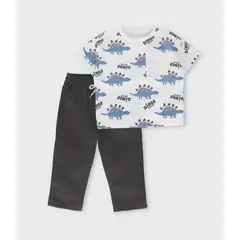 BLACK AND BLUE - Conjunto bebé dinos crudo