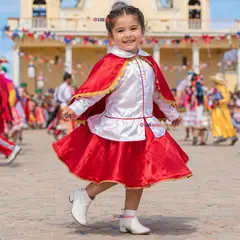 UTILISIMO - Traje Tirana Diablada Rojo 3 Piezas Niña Baile Típico Fiestas Patrias