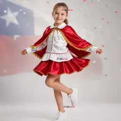 UTILISIMO - Traje Tirana Diablada Rojo 3 Piezas Niña Baile Típico Fiestas Patrias