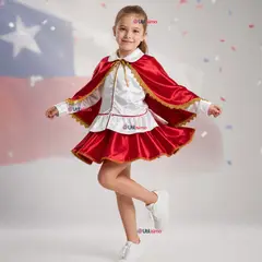 UTILISIMO - Traje Tirana Diablada Rojo 3 Piezas Niña Baile Típico Fiestas Patrias