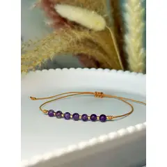 GENERICO - Pulsera amatista piedra natural ajustable