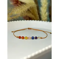 GENERICO - Pulsera 7 chakras piedra natural ajustable