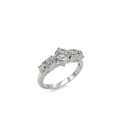 VANE COLLECTION - Anillo mujer moderno elegante tresillo acero durable baño de rodio y circones