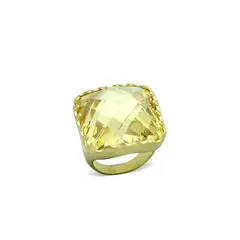 VANE COLLECTION - Anillo mujer maxi moderno fantasía fina baño de oro y circón sobresaliente topacio amarillo facetado
