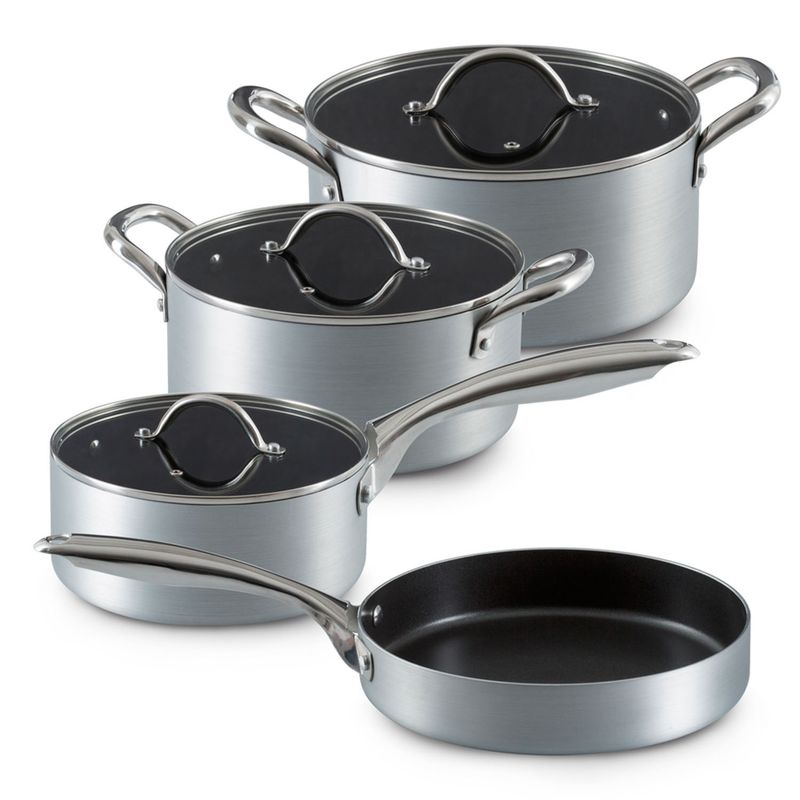 ILKO - Batería de Cocina Antiadherente 7 Piezas Silver Ind Ilko