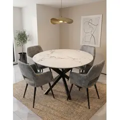 GENERICO - Grupocruzados.cl Comedor Boston 100cm + 4 sillas Ecocuero antique