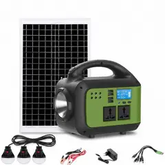 MOVI - Kit Solar de Emergencia 150W - Estación con Panel Solar, 3 Ampolletas LED, Radio Bluetooth, 2 Salidas 220V y 5 USB