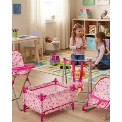 GENERICO - Set De Muñecas 4 En 1 Cuna Silla De Comer Columpio Y Silla Nido