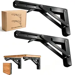 TSKY CHILE SHOPPING - Pack 2 Escuadras Abatibles 40cm Soportes Para Repisa Flotante Con Tornillos