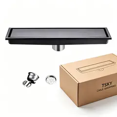TSKY CHILE SHOPPING - Desagüe Lineal Para Ducha Acero Inoxidable 10x40cm Rejilla De Piso Sifón Invisible Antiolor