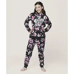 LADY GENNY - Pijama Cotton Con Capucha Y Estampado Floral Full Print