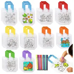 EVERSO - Pack 24 Bolsas para Colorear + 24 Plumones Lavables - Kit de Manualidades Infantil