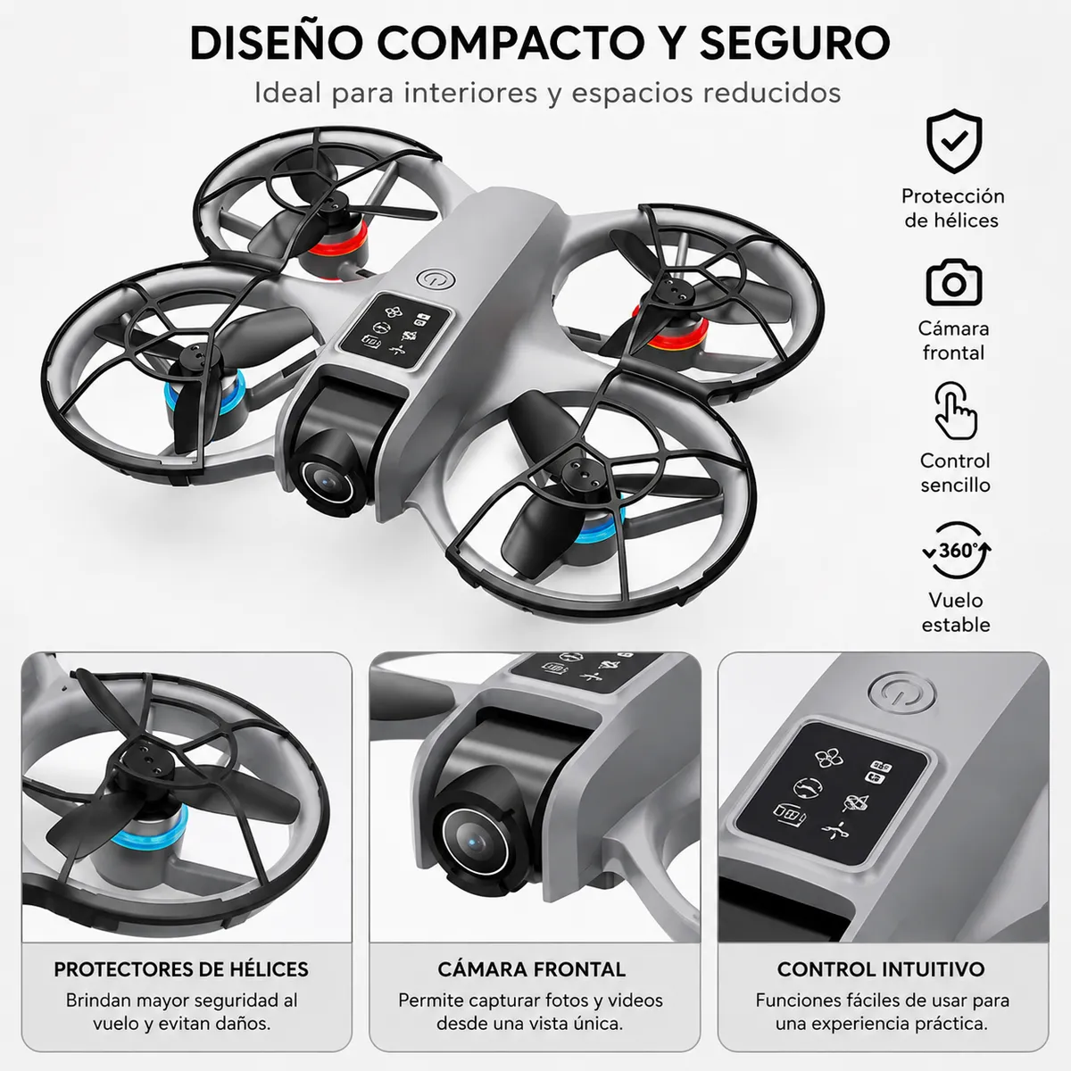 ACTUAL - Drone Plegable con Cámara Dual HD, Flujo Óptico, WiFi y Control con Pantalla 4,3"