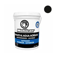 MOHICAN - Esmalte Al Agua Antihongos Negro 1 Galon