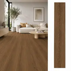 BYB - Piso Vinílico SPC Café Oscuro 122x19cm - Caja 2,23 m² - B&B Home base de goma integrada