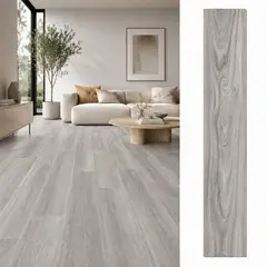 BYB - Piso Vinílico SPC Gris claro 122x19 cm - Caja 2,23 m² - B&B Home base de goma integrada