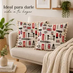 GENERICO - Pack 2 Fundas De Cojin Decorativos Living Terraza 45x45cm Diseño London