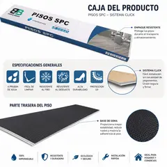 BYB - Piso Vinílico SPC con base de goma integrada Café claro 122x19 cm - Caja 2,23 m² - B&B Home con base de goma integrada
