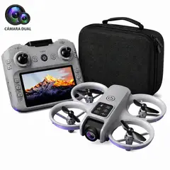 ACTUAL - Drone Cámara Dual HD Control Pantalla 4,3 WiFi Flujo Óptico Estuche Recargable
