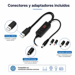 GENERICO - Adaptador USB 5V A 9V 12V Para Router Camaras Luces LED