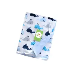 BABYMINE - Manta Frazada Para Bebé Polar Suave 102x76 cm Ballenas -