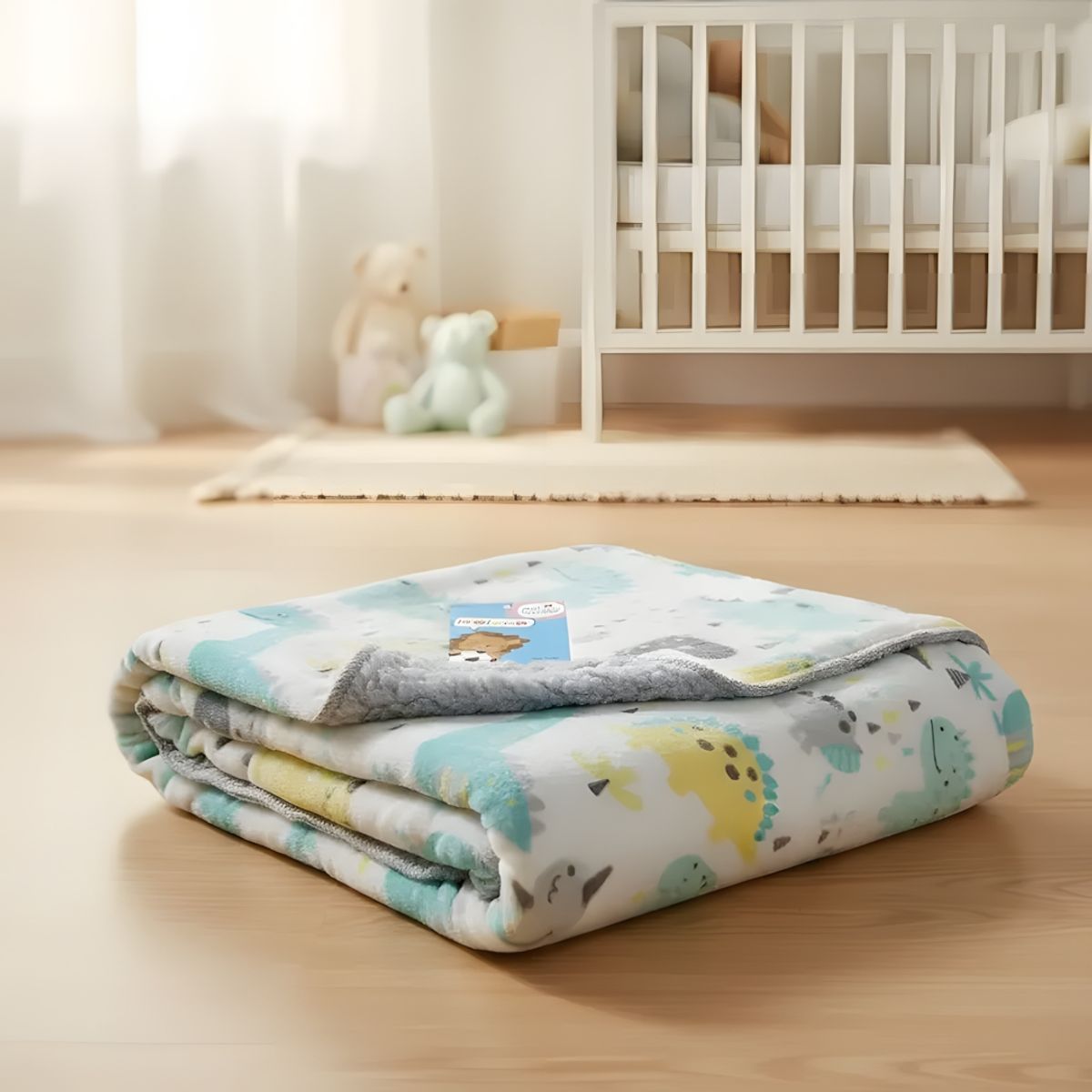 Manta Frazada Para Bebé Polar Suave 102x76 cm Verde Dinosaurios - BABYMINE, marca BABYMINE - Foto 2